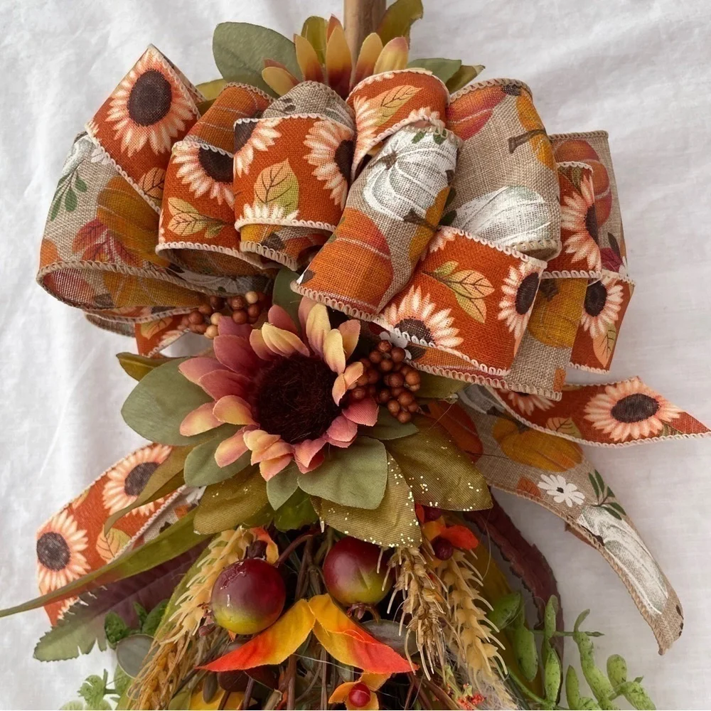 HANDMADE Cinnamon scented broomstick wreath/door hanger fall/halloween decor
